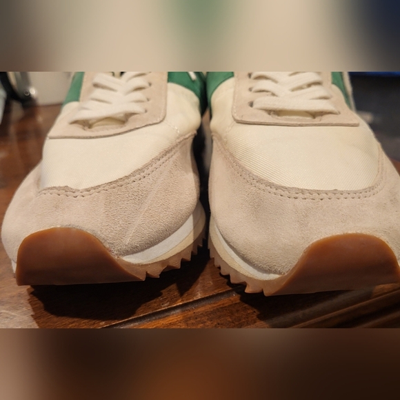 J Crew Retro Suede Leather Sneakers Trainers Green & White Size 8 - Picture 3 of 11